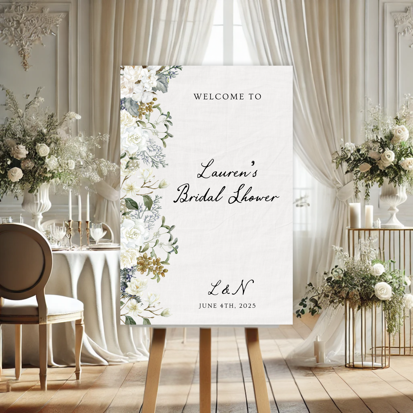 Vintage Romance Bridal Shower Welcome Sign