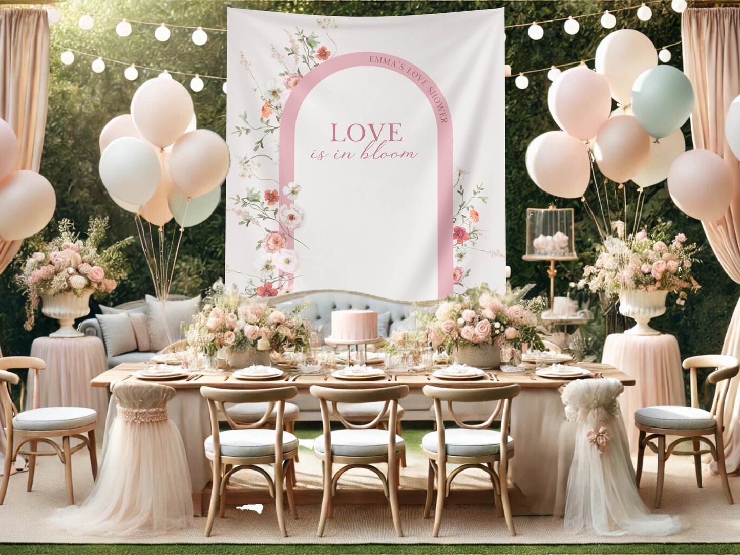 Love is in Bloom Bridal Shower Custom Banner Backdrop