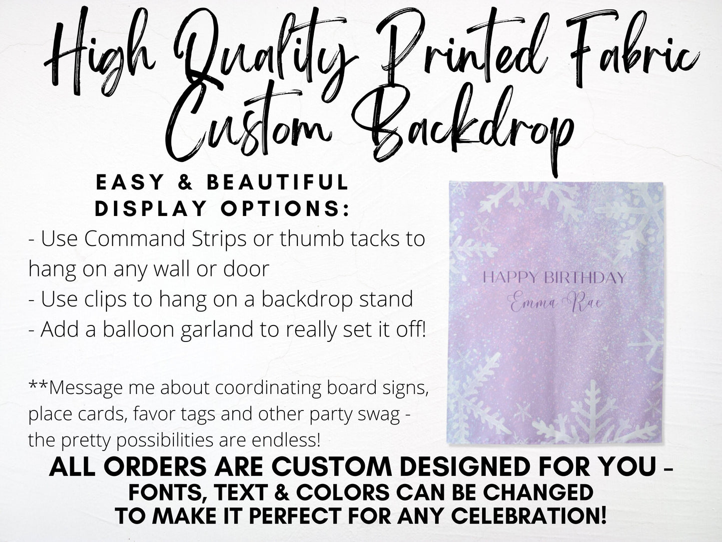 Frozen Inspired Custom Birthday Party Backdrop | Princess Elsa Winter Theme Birthday Décor