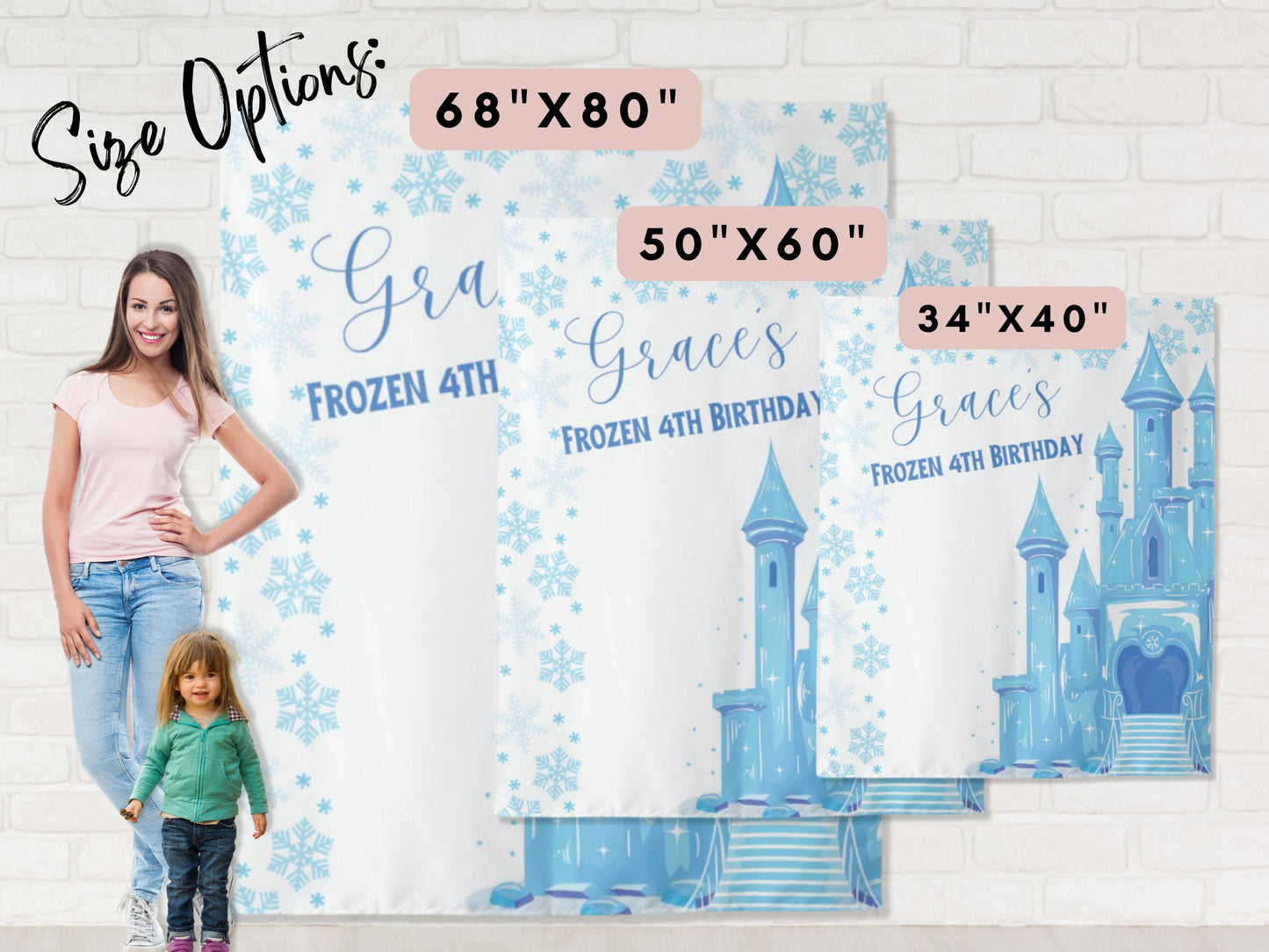 Frozen Birthday Party Backdrop | First Time in Four-Ever Banner | Completely Customizable Winter Birthday Décor | Personalized Princess