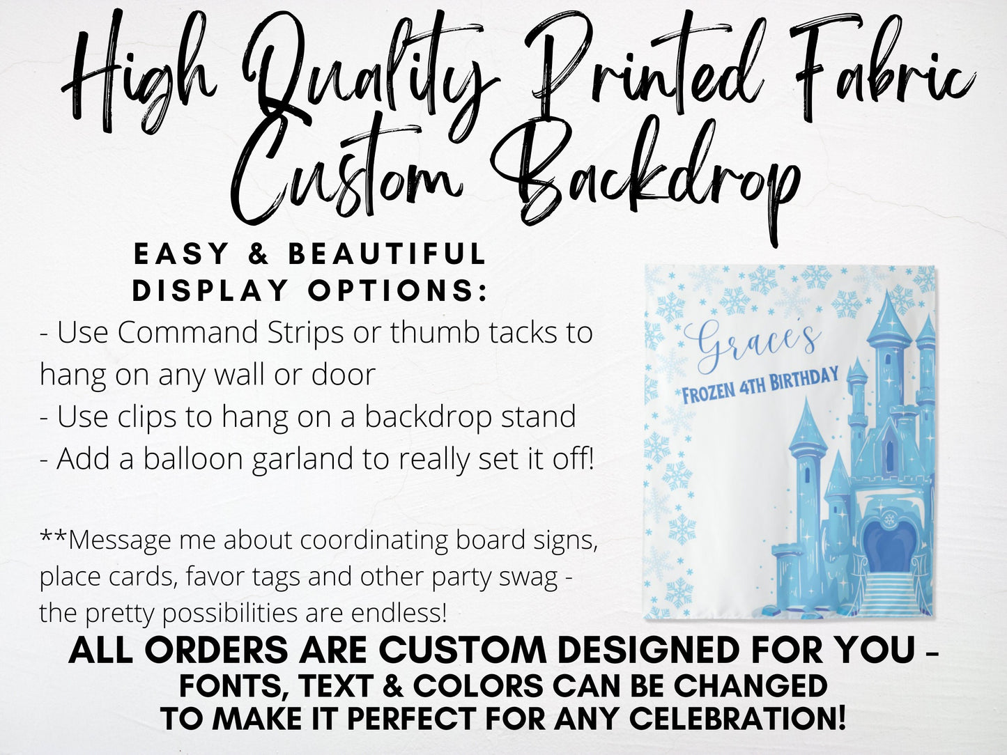 Frozen Birthday Party Backdrop | First Time in Four-Ever Banner | Completely Customizable Winter Birthday Décor | Personalized Princess