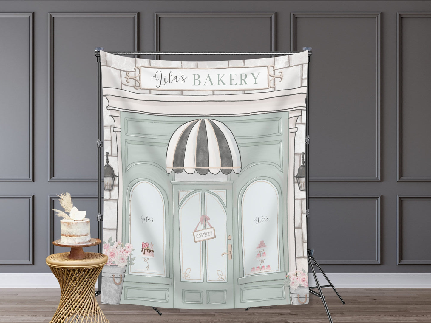 Custom Café Party Banner, Paris French Patisserie Storefront Bakery Backdrop, Girl Birthday Party Décor, Baby Shower Décor, Bridal Shower
