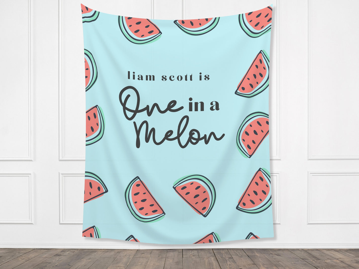 One in a Melon Summer Watermelon Customizable 1st Birthday Backdrop | Little Sweetie Custom Birthday Party or Baby Shower Banner