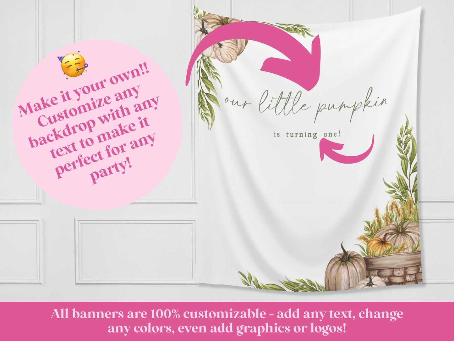 Falling for You Pumpkin & Greenery Custom Banner | Customizable Autumn Baby Shower Backdrop | Bridal Shower or Engagement | Fall in Love