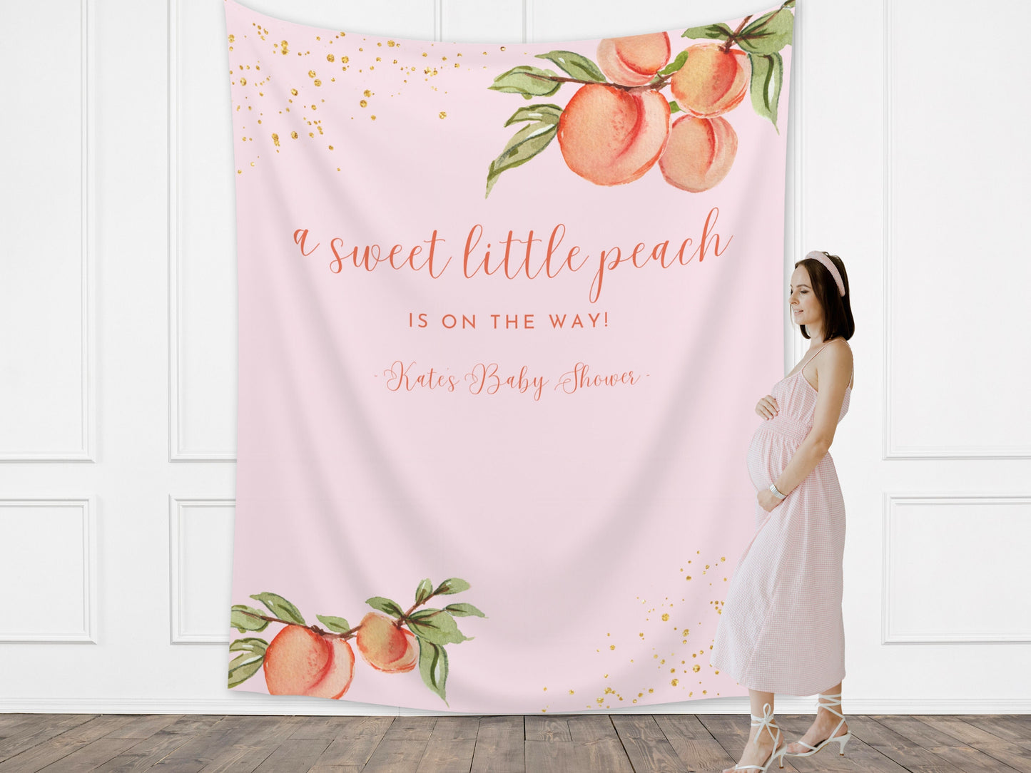 Sweet as a Peach Custom Baby Shower Banner | Little Peach Personalized Girl Baby Shower | Gender Neutral Baby Shower | Cutie Shower Décor