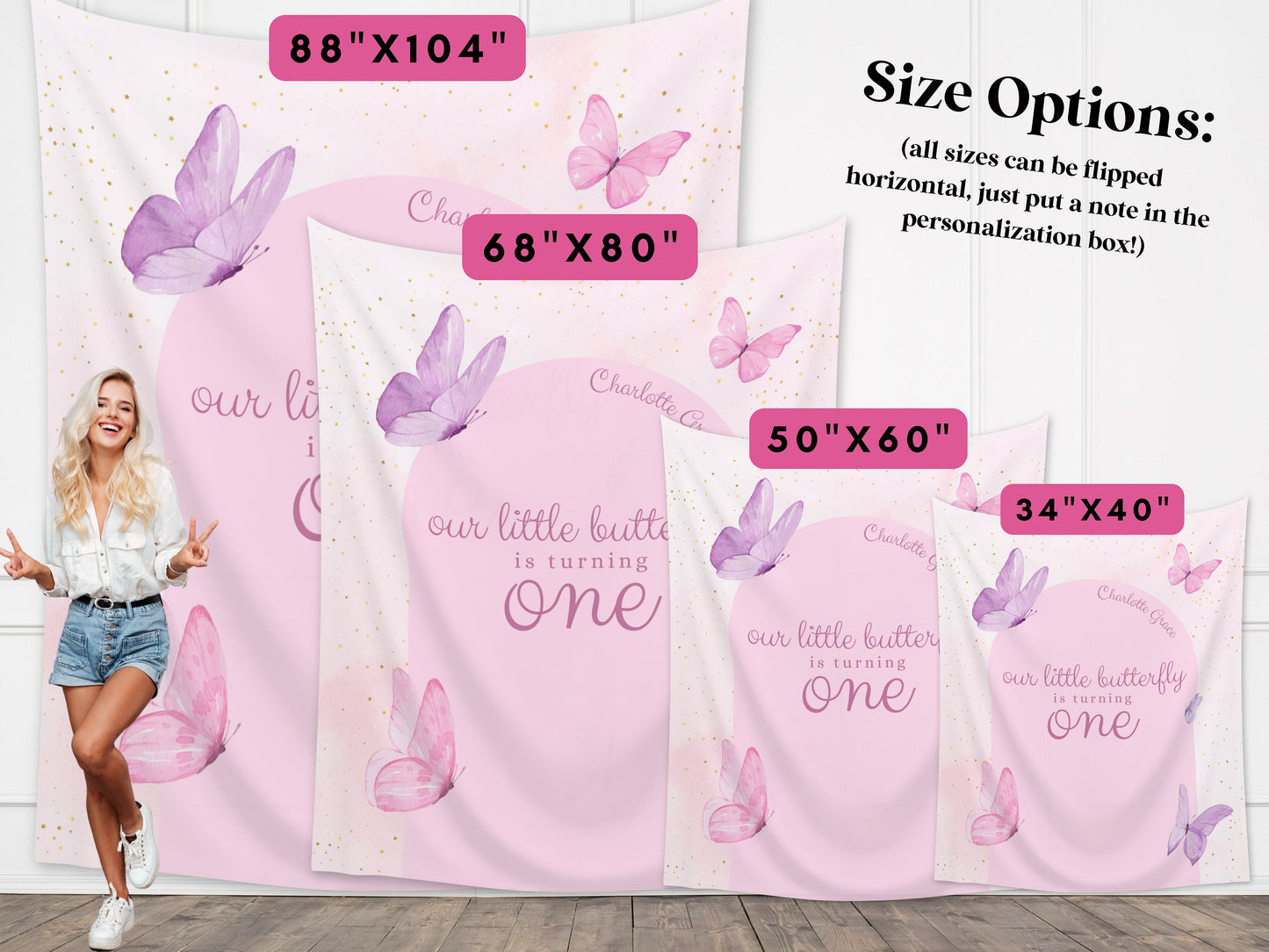 Custom Butterfly Party Banner | Little Butterfly Birthday Custom Backdrop | Pink Girl Birthday Party Décor | Baby Shower | Girl 1st Birthday