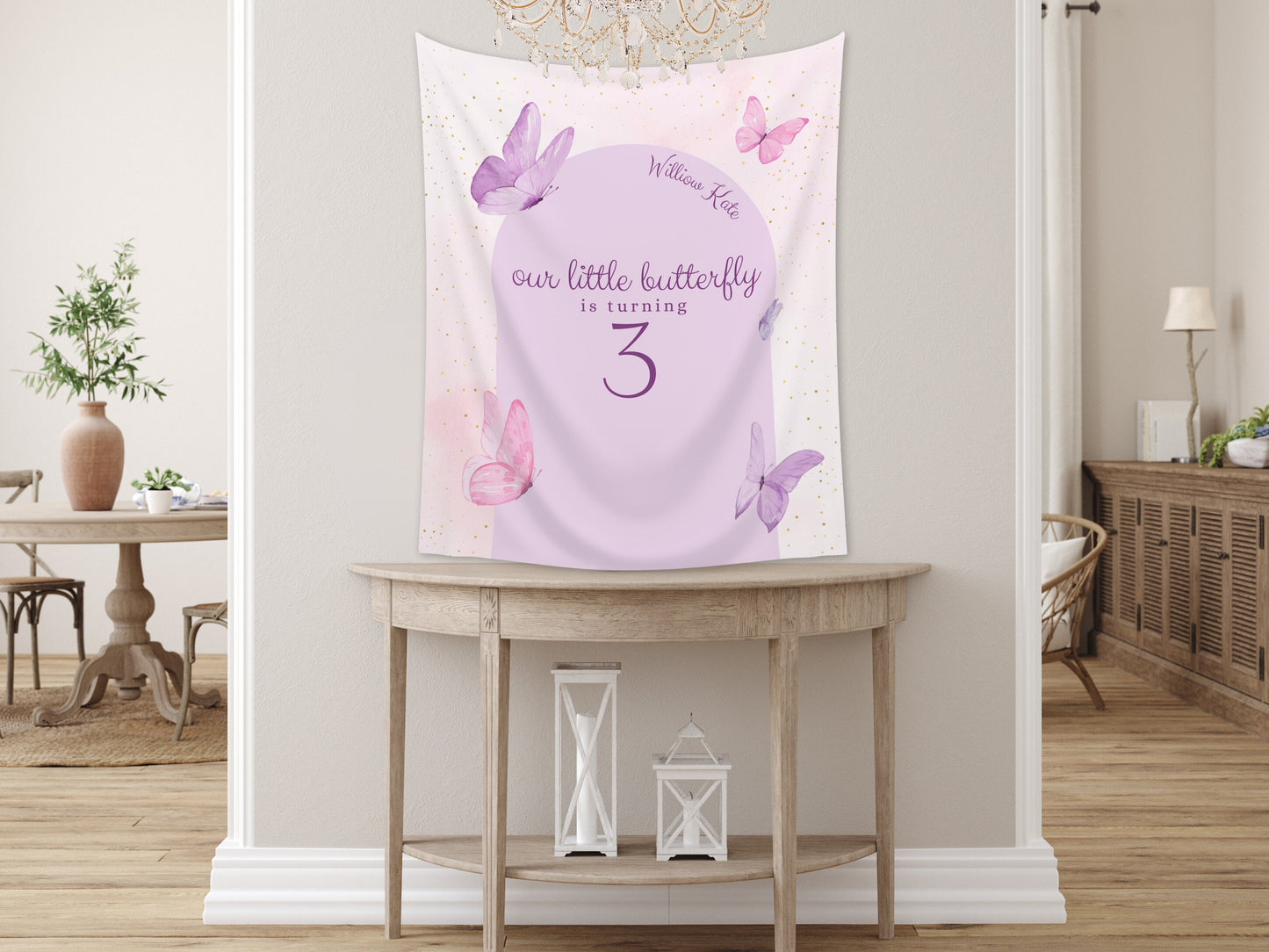 Custom Butterfly Party Banner | Little Butterfly Birthday Custom Backdrop | Pink Girl Birthday Party Décor | Baby Shower | Girl 1st Birthday