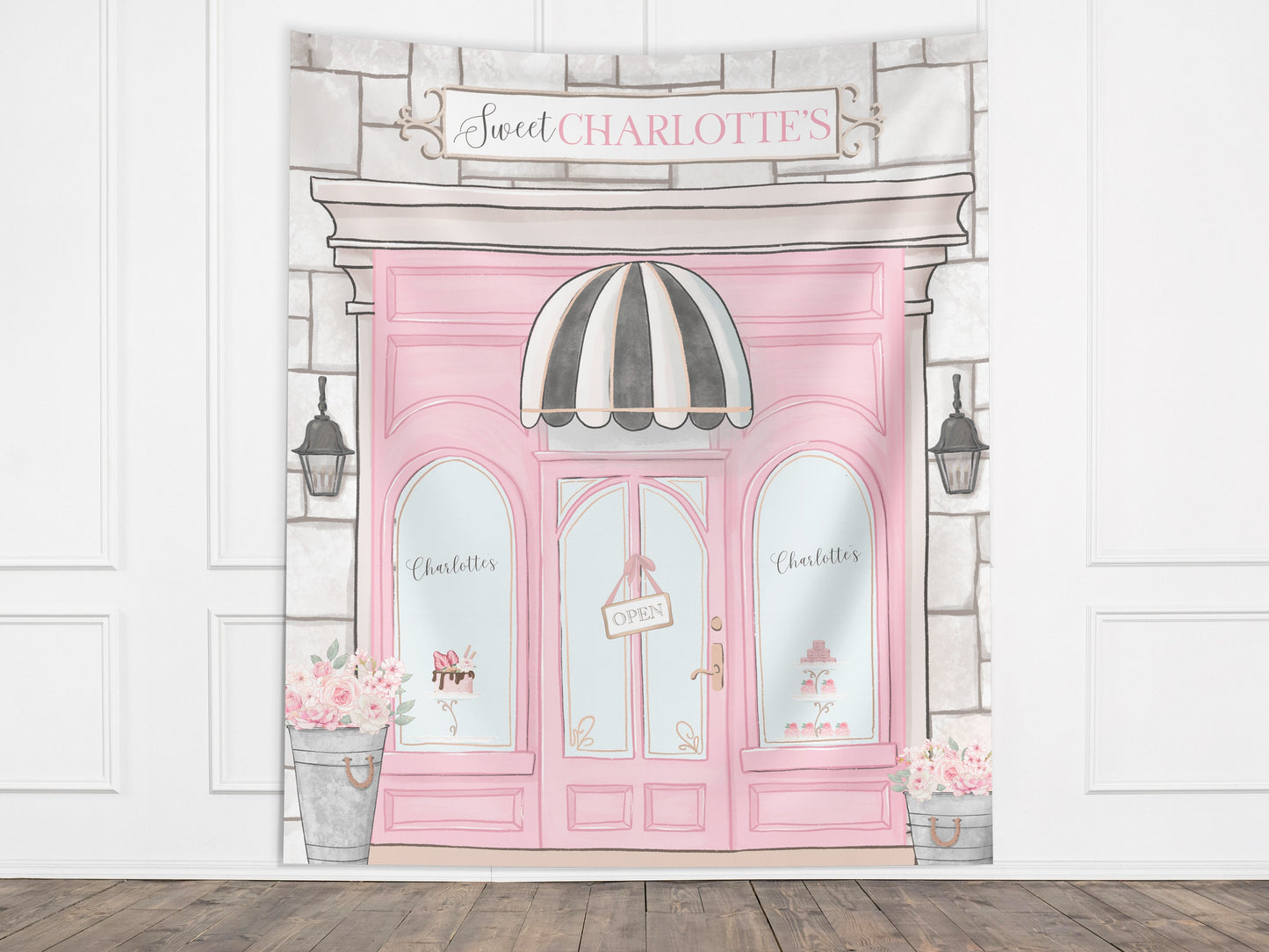 Custom Café Party Banner, Paris French Patisserie Storefront Bakery Backdrop, Girl Birthday Party Décor, Baby Shower Décor, Bridal Shower
