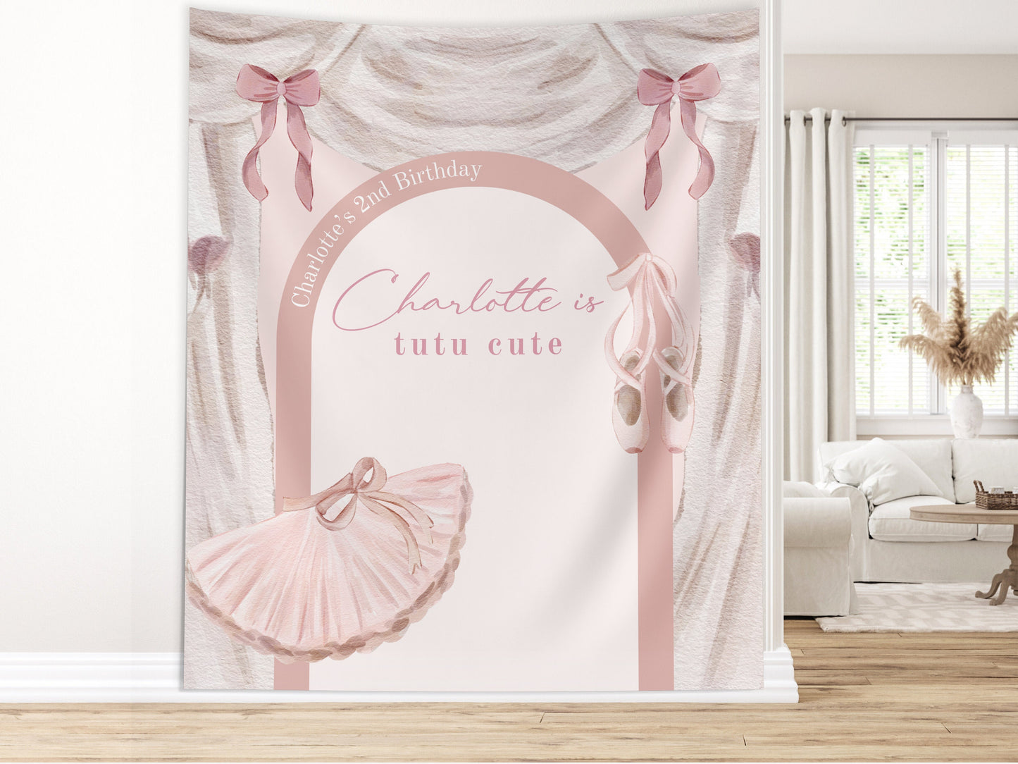 Tutu Cute Birthday Party Custom Banner, Ballerina Birthday Party Décor, Girl Birthday Party Custom Party Backdrop, 2nd Birthday Party Ideas