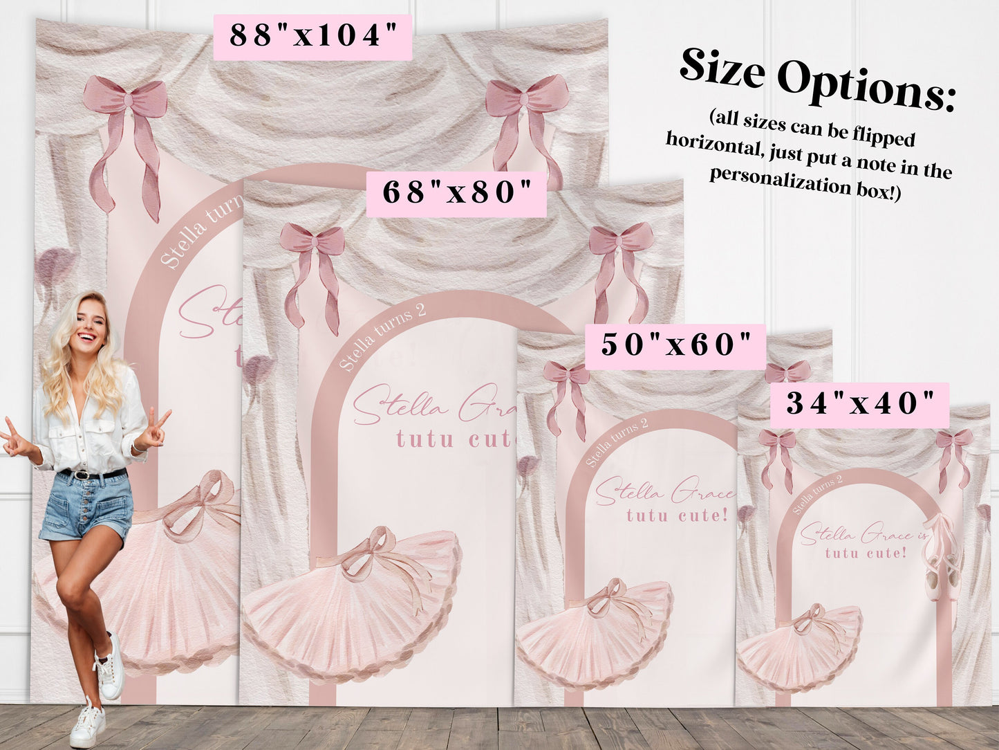 Tutu Cute Birthday Party Custom Banner, Ballerina Birthday Party Décor, Girl Birthday Party Custom Party Backdrop, 2nd Birthday Party Ideas