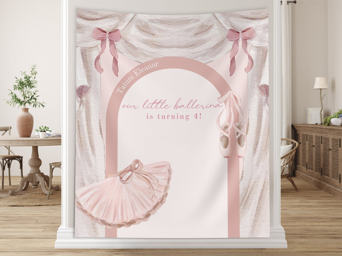 Tutu Cute Birthday Party Custom Banner, Ballerina Birthday Party Décor, Girl Birthday Party Custom Party Backdrop, 2nd Birthday Party Ideas