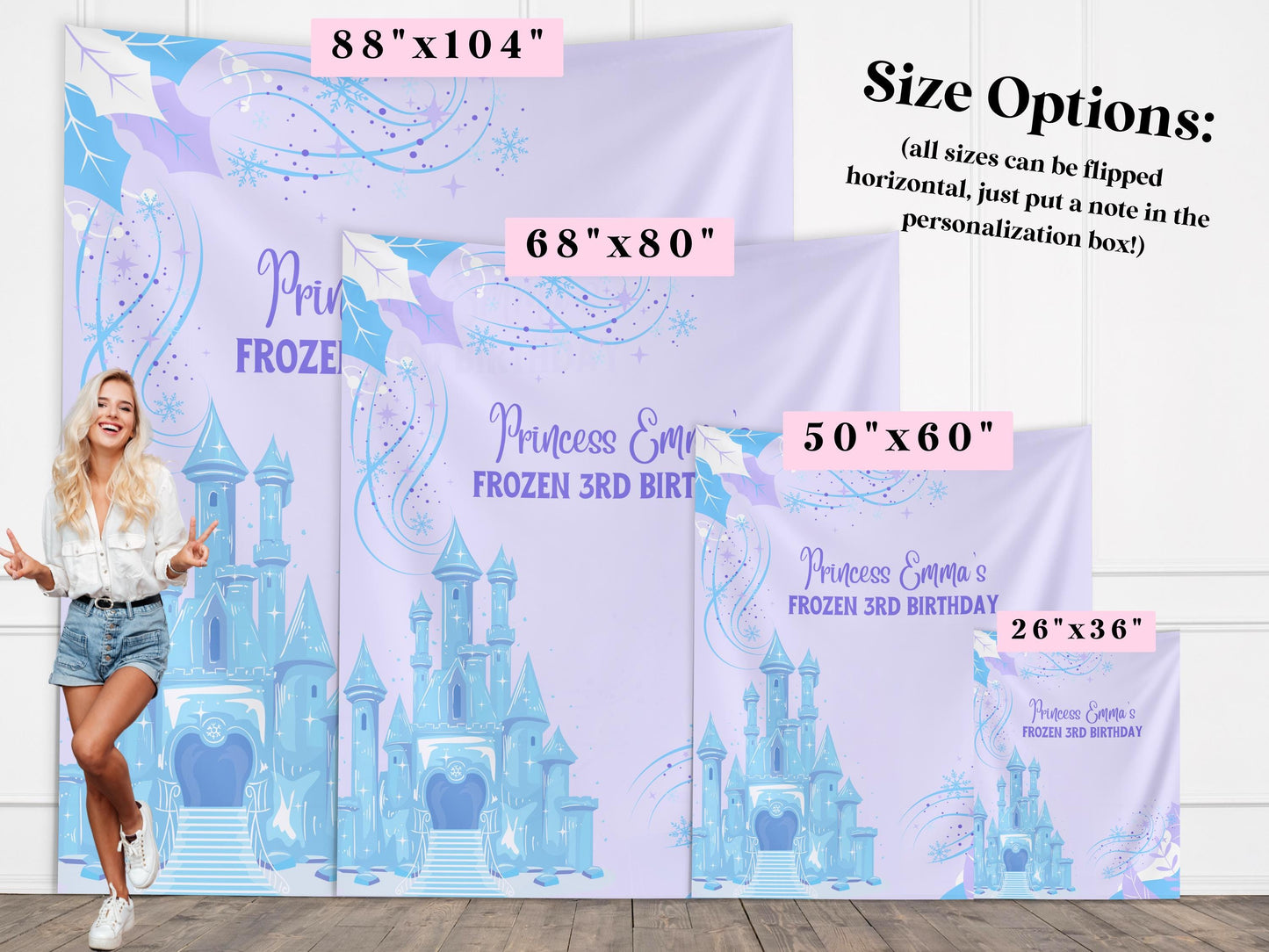Frozen Birthday Party Custom Banner Backdrop, Princess Theme Décor, Girls Party Décor, 3rd 4th or 5th Birthday, Backdrop for Balloon Garland