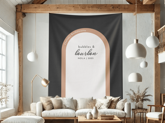 This & That Any Theme Arch with Custom Text Bachelorette Banner Backdrop