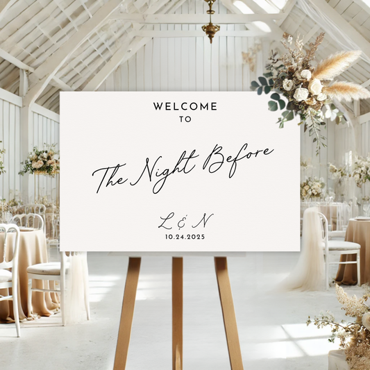 Minimal Modern The Night Before Rehearsal Dinner Welcome Sign
