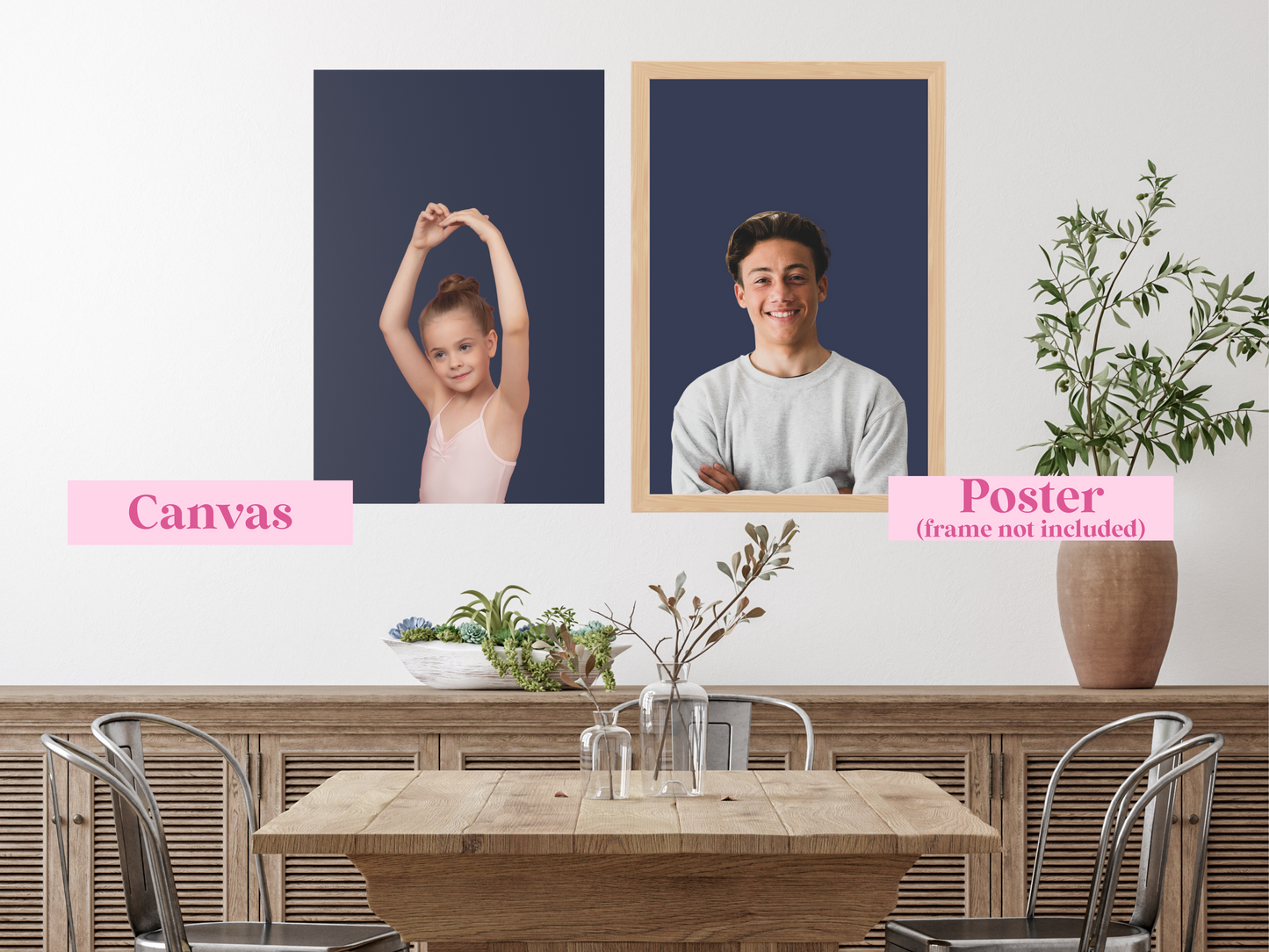 Simple Modern Edited Kids School Photos | Modern Picture Day Home Décor | Easy Photo to Painting Baby Photo Poster | Canvas | Gallery Wall Prints