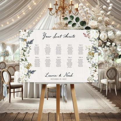 Vintage Romance Wedding Seating Chart Sign