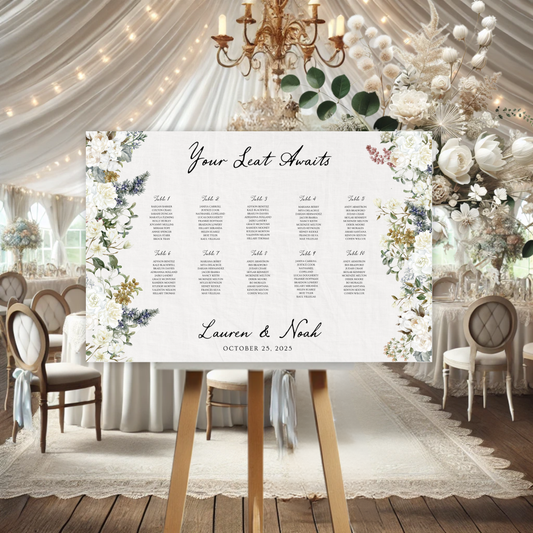 Vintage Romance Wedding Seating Chart Sign