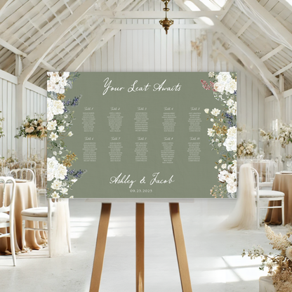 Vintage Romance Wedding Seating Chart Sign