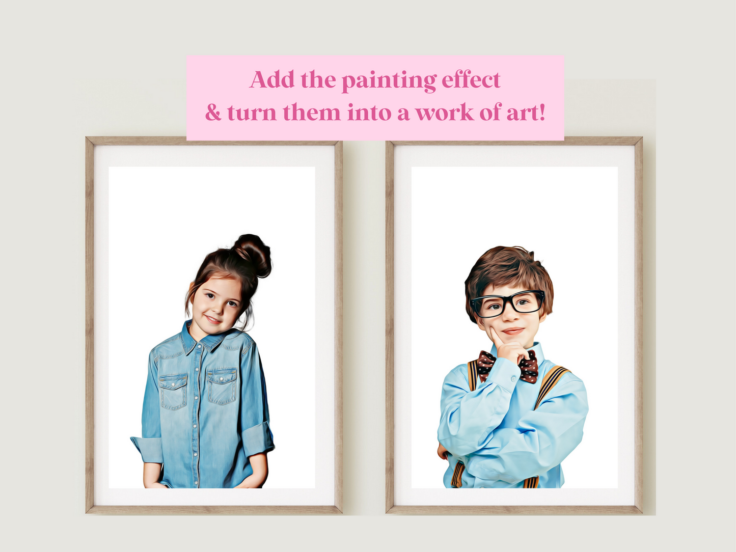 Simple Modern Edited Kids School Photos | Modern Picture Day Home Décor | Easy Photo to Painting Baby Photo Poster | Canvas | Gallery Wall Prints