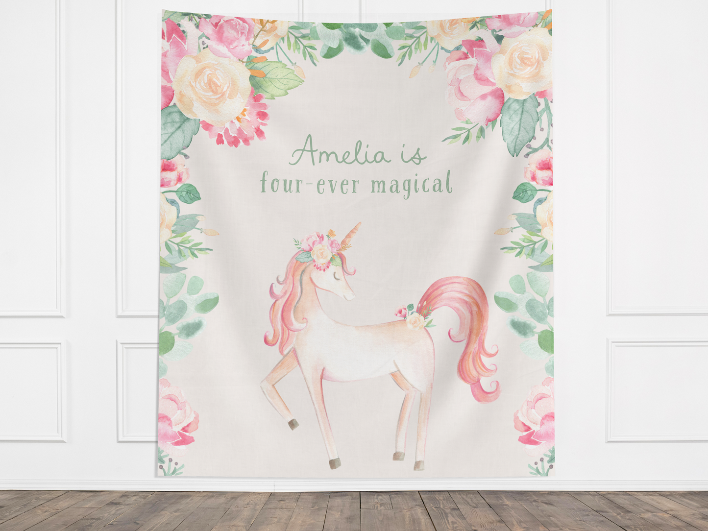 Whimsical Unicorn Birthday Custom Banner Backdrop