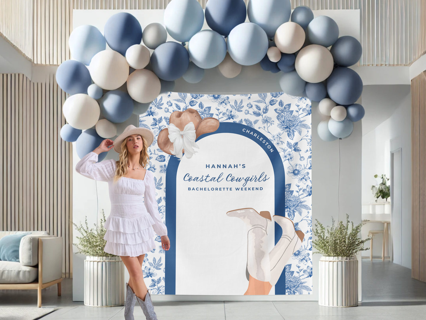 Coastal Cowgirl Bachelorette Banner Backdrop