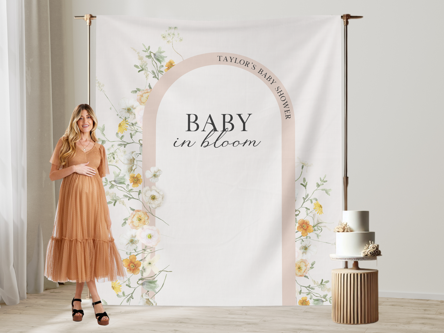 Baby in Bloom Baby Shower Custom Banner Backdrop