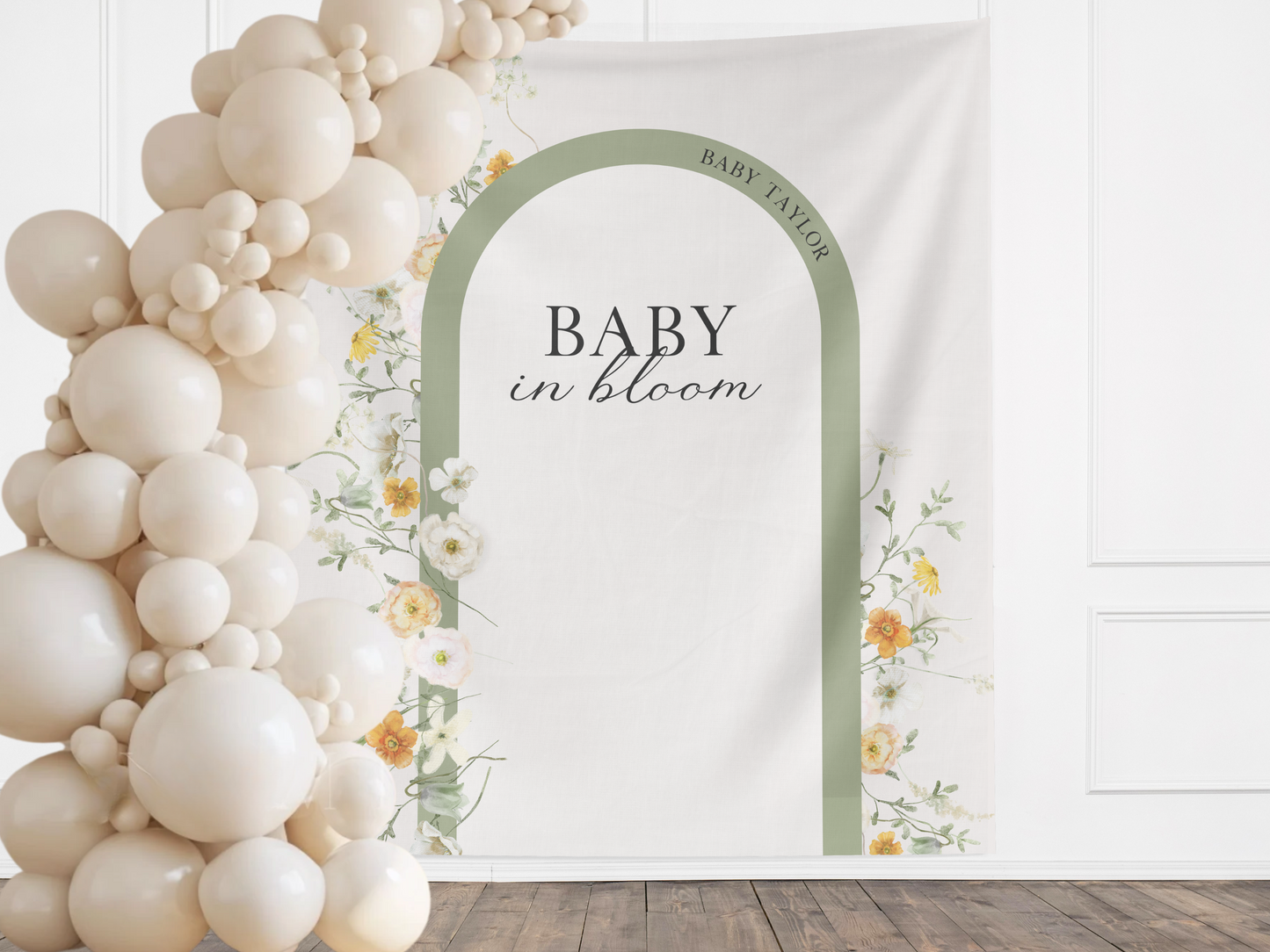 Baby in Bloom Baby Shower Custom Banner Backdrop