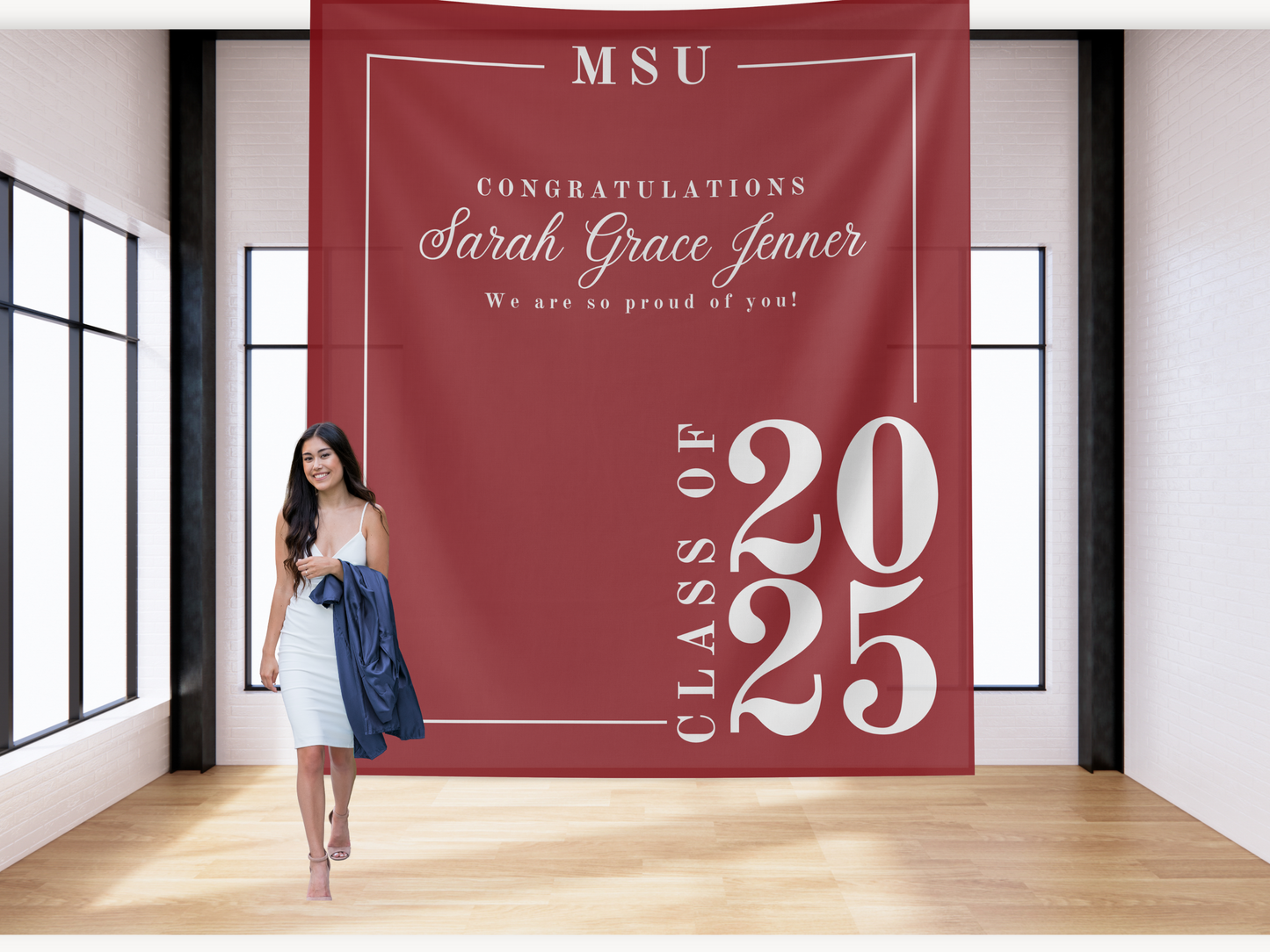 Classic Class of 2025 Custom Graduation Party Banner Backdrop