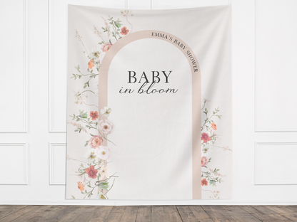 Baby in Bloom Baby Shower Custom Banner Backdrop