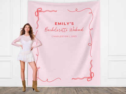 Minimal Bow Custom Text Banner Backdrop