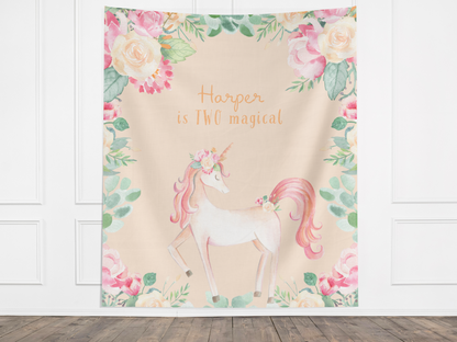 Whimsical Unicorn Birthday Custom Banner Backdrop