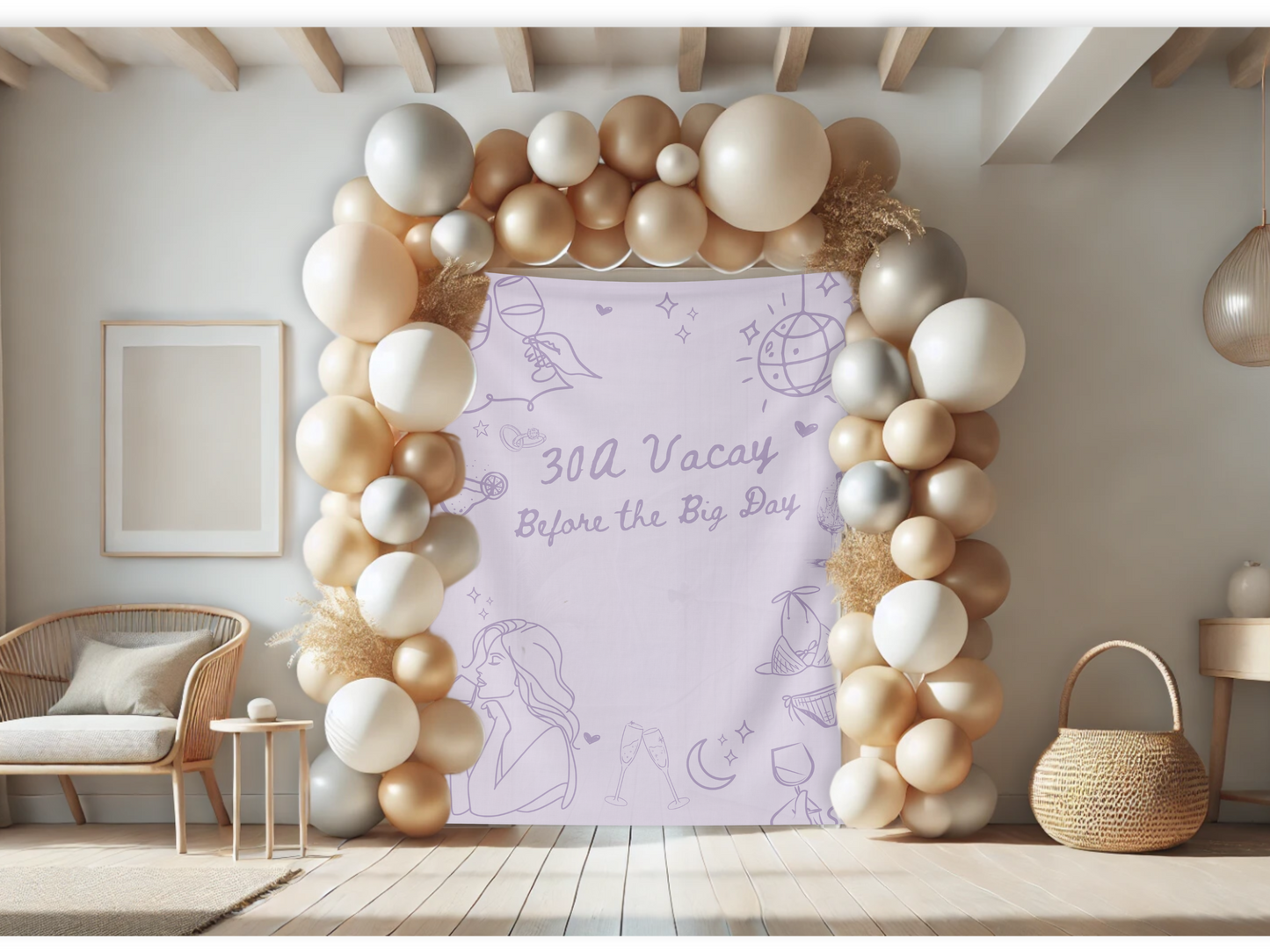 Doodle Custom Bachelorette Party Banner Backdrop