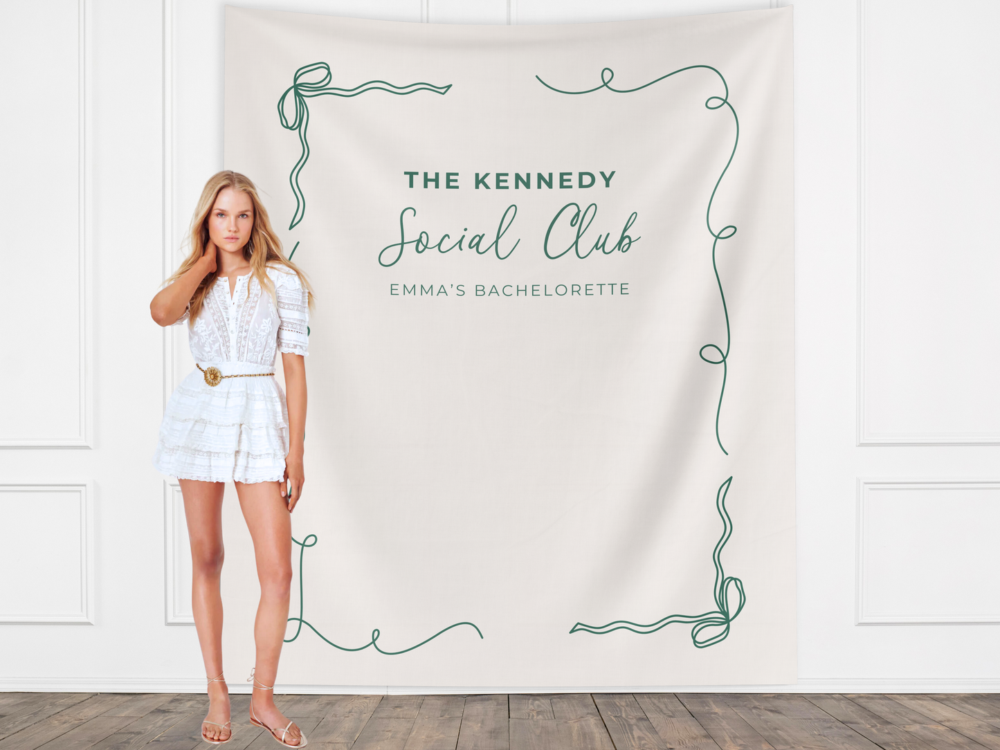 Minimal Bow Custom Text Banner Backdrop