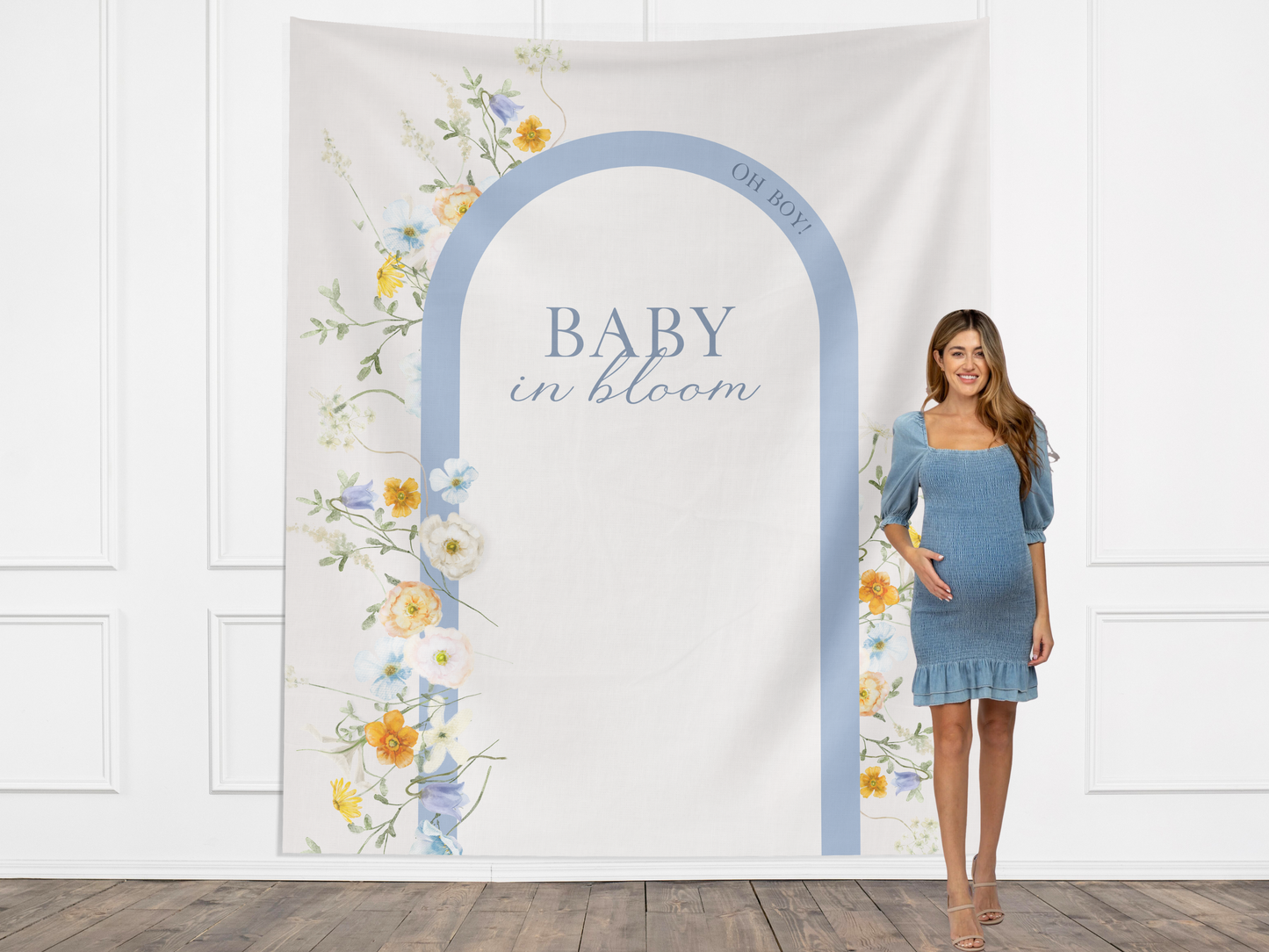 Baby in Bloom Baby Shower Custom Banner Backdrop