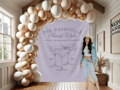 Luxury Custom Bachelorette Social Club Banner Backdrop