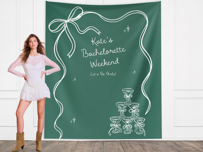 Bow & Champagne Custom Banner Backdrop