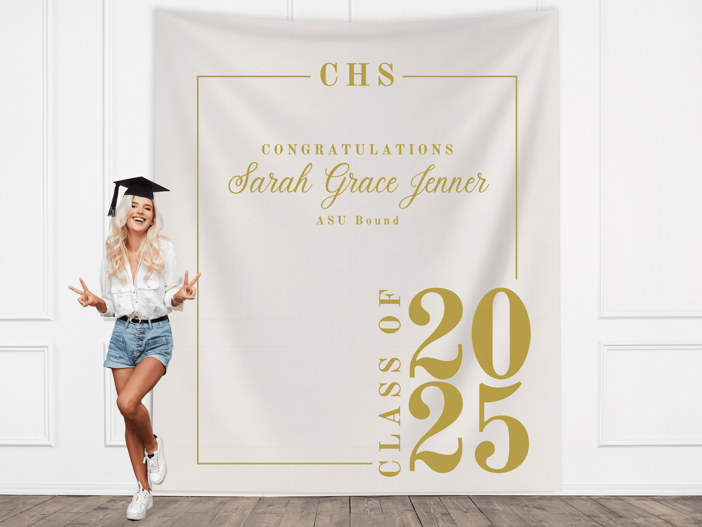 Classic Class of 2025 Custom Graduation Party Banner Backdrop