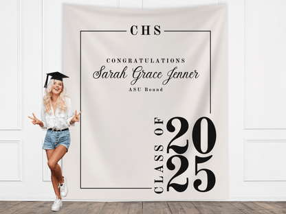 Classic Class of 2025 Custom Graduation Party Banner Backdrop