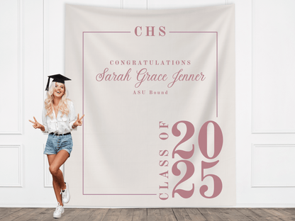 Classic Class of 2025 Custom Graduation Party Banner Backdrop