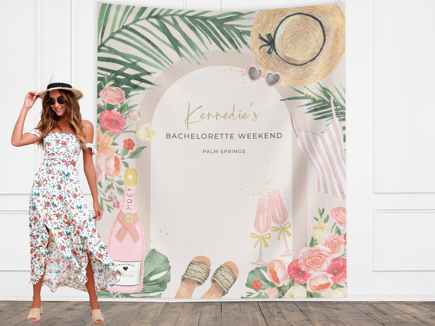 Paradise Coastal Custom Text Bachelorette Banner Backdrop