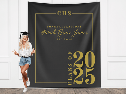 Classic Class of 2025 Custom Graduation Party Banner Backdrop