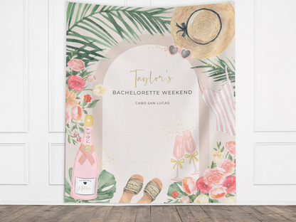 Paradise Coastal Custom Text Bachelorette Banner Backdrop