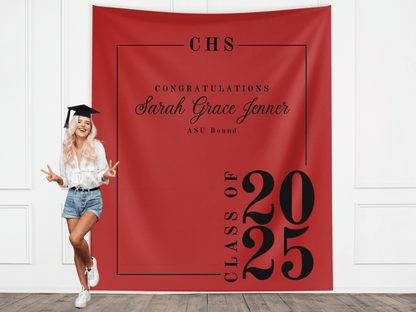 Classic Class of 2025 Custom Graduation Party Banner Backdrop