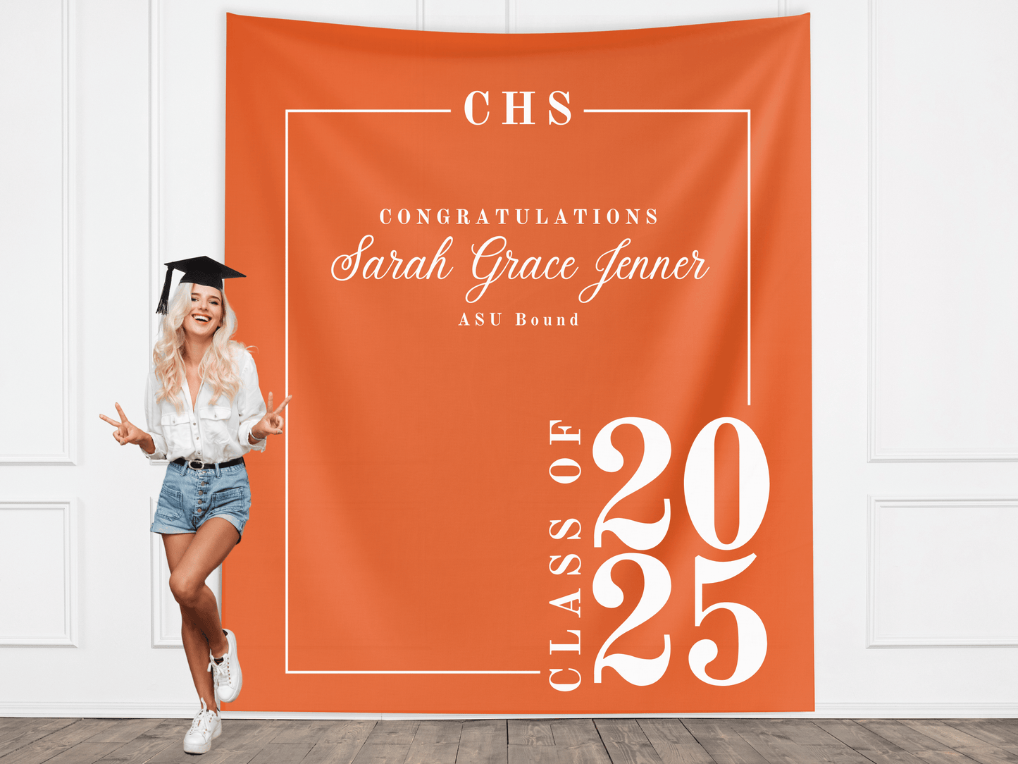 Classic Class of 2025 Custom Graduation Party Banner Backdrop