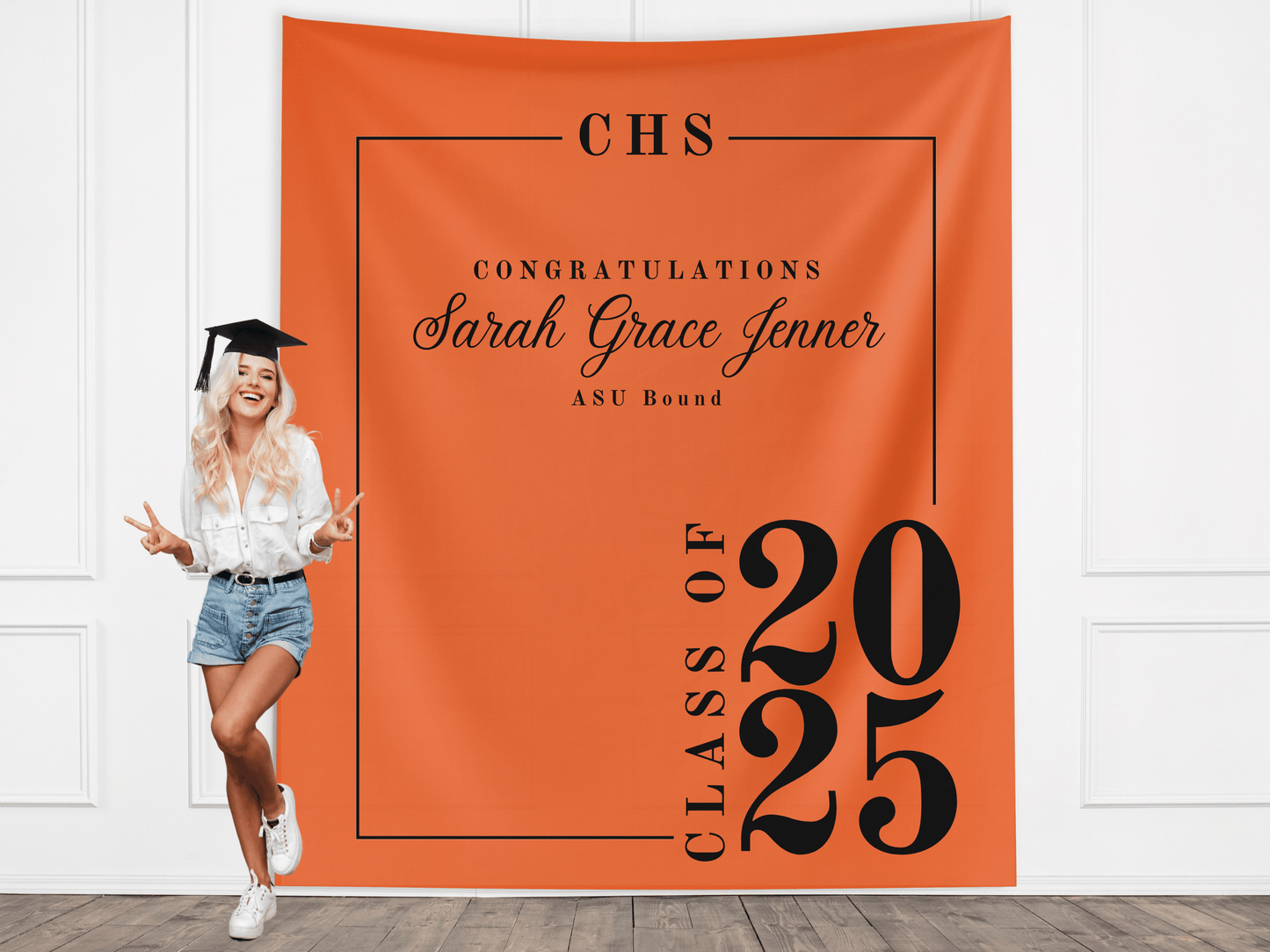 Classic Class of 2025 Custom Graduation Party Banner Backdrop