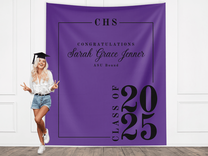 Classic Class of 2025 Custom Graduation Party Banner Backdrop