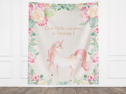 Whimsical Unicorn Birthday Custom Banner Backdrop