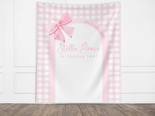 Bow Birthday Party Custom Banner Backdrop