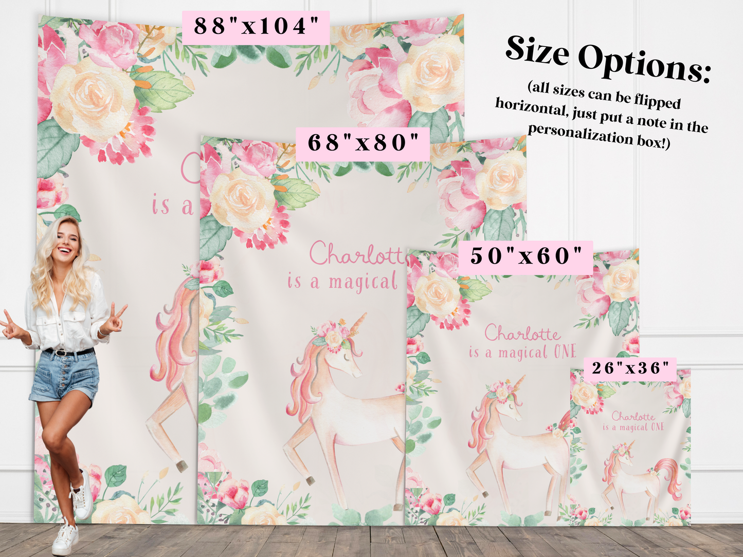 Whimsical Unicorn Birthday Custom Banner Backdrop