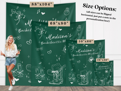 Cowgirl Doodle Custom Text Banner Backdrop